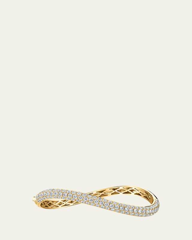 18k Yellow Gold Curved Diamond Bangle